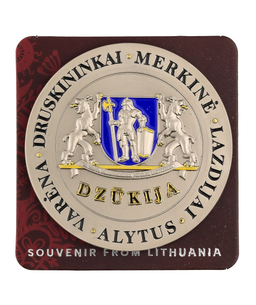 Apvalus magnetas Dzūkija su herbu ir miestais
